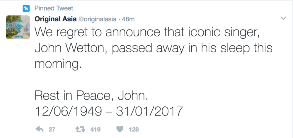 Prog legend John Wetton passes away at 670 (0)